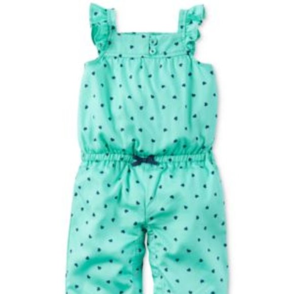 BNWT Carter's Flutter-sleeve Heart-print Jumpsuit, Baby Girls (0-24 Months) - Picture 4 of 4